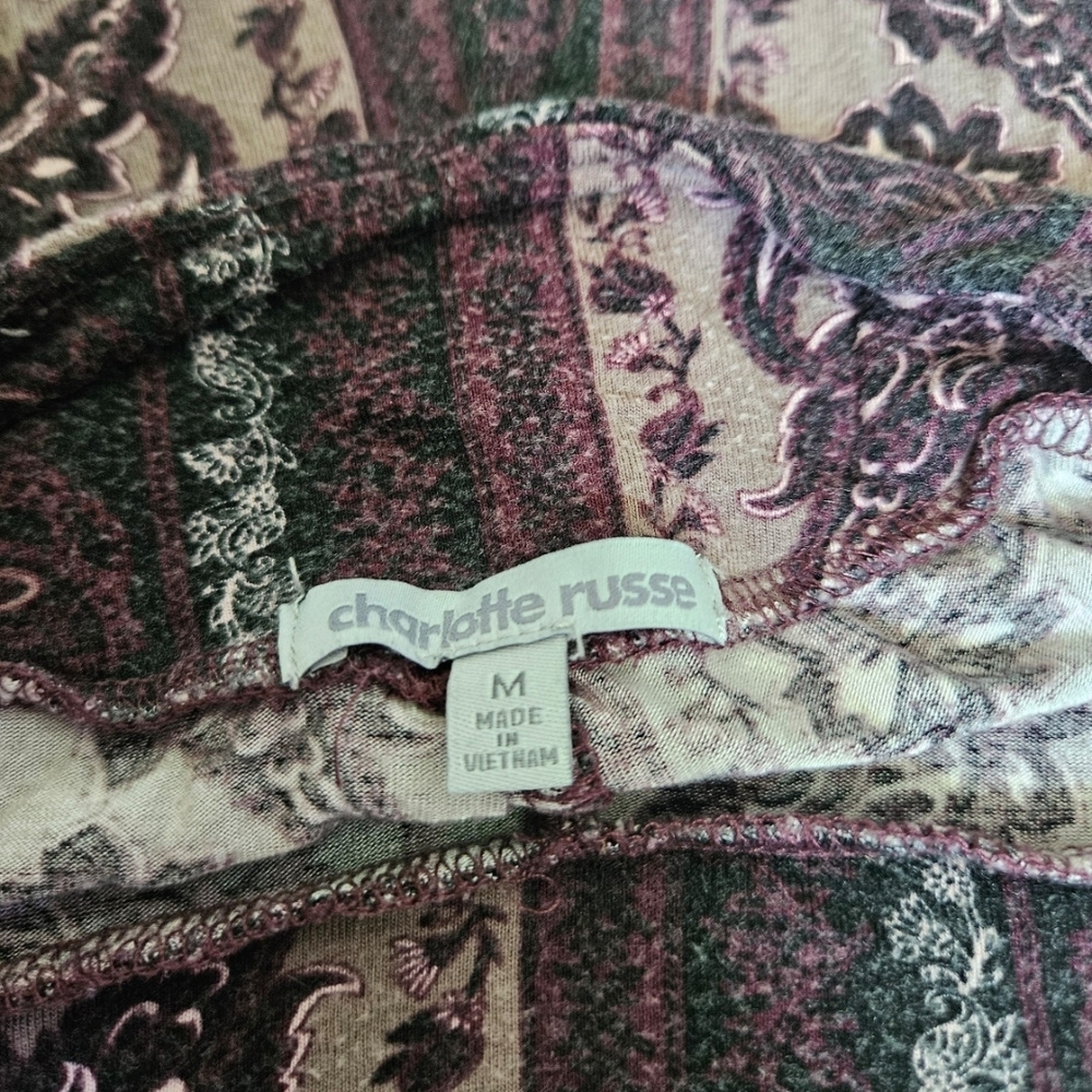 Charlotte Russe Boho Wide-Leg Pants - Pink/Purple and Gray - Picture 3 of 4